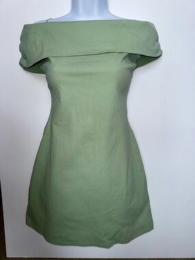 iris One-Shoulder A-Line Dress in Sage Green